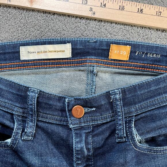 Anthropologie Pilcro Serif Jeans Womens 29 Blue Denim Dark Wash Skinny Ankle - Picture 6 of 10